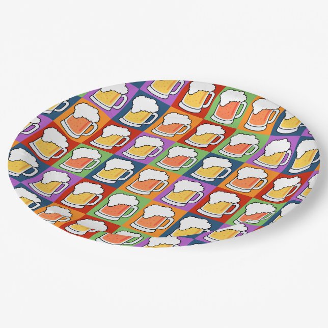 BEER Pop Art paper plates (Angled)