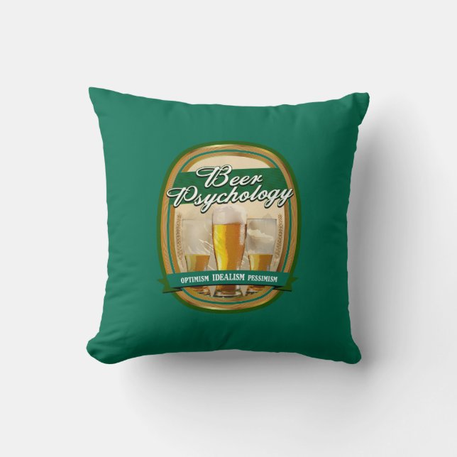Beer Psychology Throw Pillow (Front)