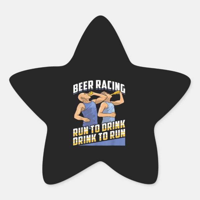Beer Racing Running Drinking Beer Race Star Sticker (Front)