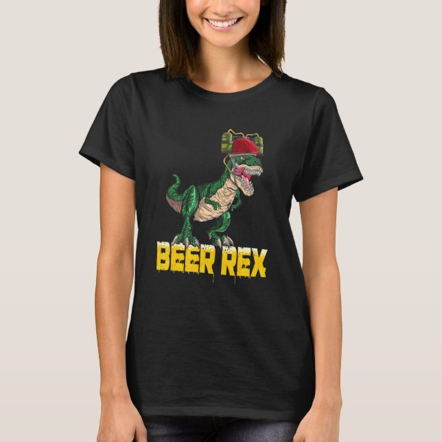 Beer Rex With Drinking Helmet T Rex Beer Helmet Ca T-Shirt (Front)