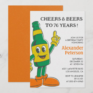 Beer Rustic Funny Men 76th birthday invitation