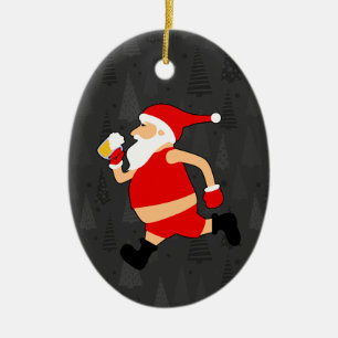 beer santa claus xmas ceramic tree decoration