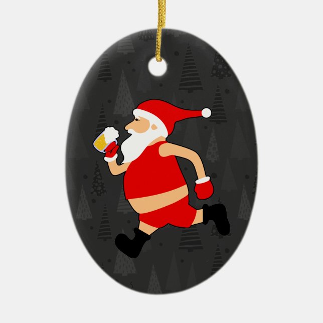 beer santa claus xmas ceramic tree decoration (Front)