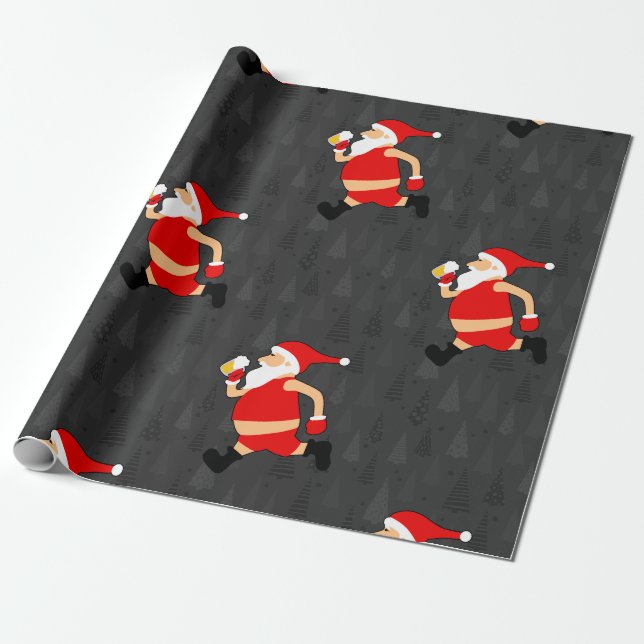 beer santa claus xmas wrapping paper (Unrolled)