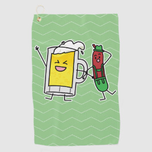 Beer sausage Octoberfest Oktoberfest lederhosen Golf Towel