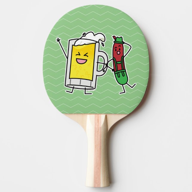 Beer sausage Octoberfest Oktoberfest lederhosen Ping Pong Paddle (Front)