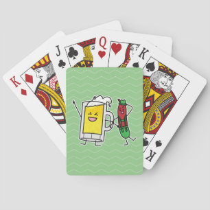 Beer sausage Octoberfest Oktoberfest lederhosen Playing Cards