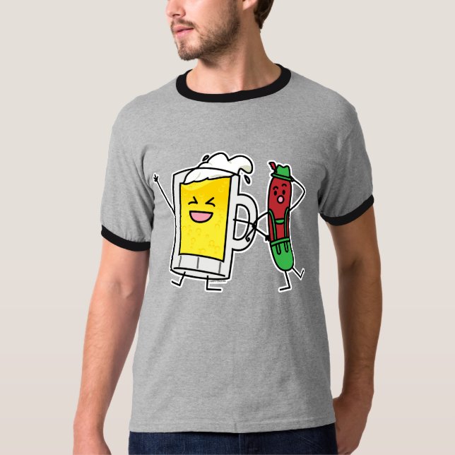 Beer sausage Octoberfest Oktoberfest lederhosen T-Shirt (Front)