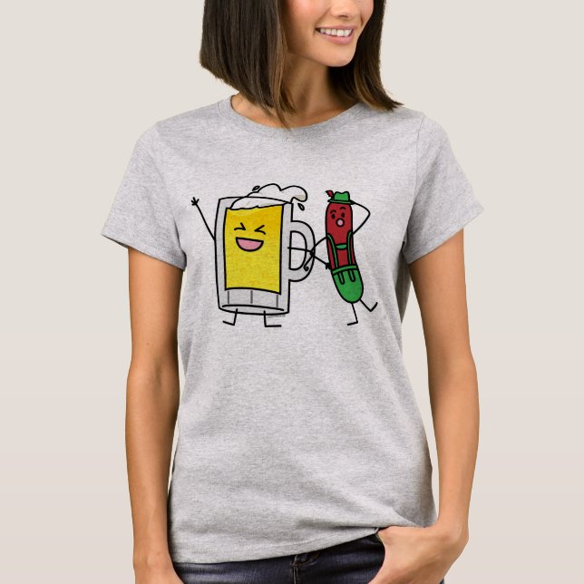 Beer sausage Octoberfest Oktoberfest lederhosen T-Shirt (Front)