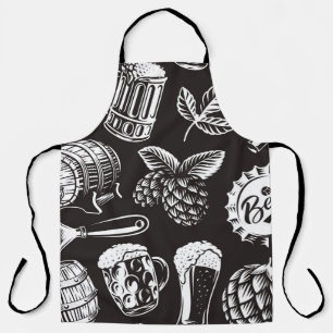 Beer seamless pattern in vintage styleart, backgro apron