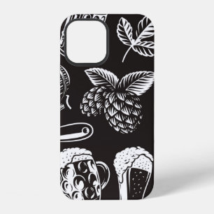 Beer seamless pattern in vintage styleart, backgro iPhone 12 case