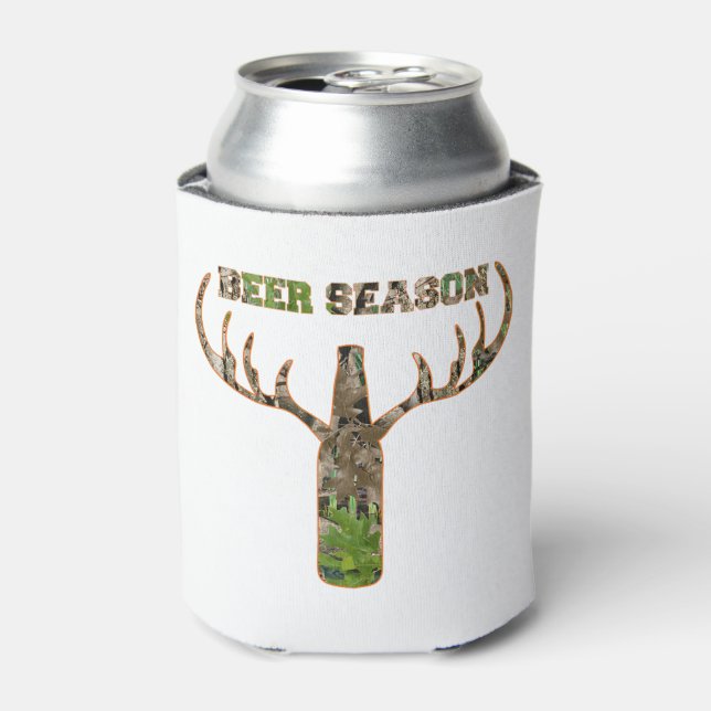 Beer Season Hunting Season Gift For Hunter Can Cooler (Can Front)