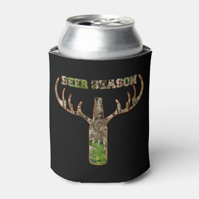 Beer Season Hunting Season Gift For Hunter Can Cooler (Can Front)