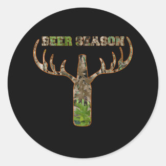 Beer Season Hunting Season Gift For Hunter Classic Round Sticker
