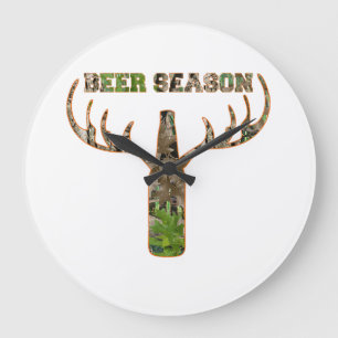 Beer Season Hunting Season Gift For Hunter Large Clock
