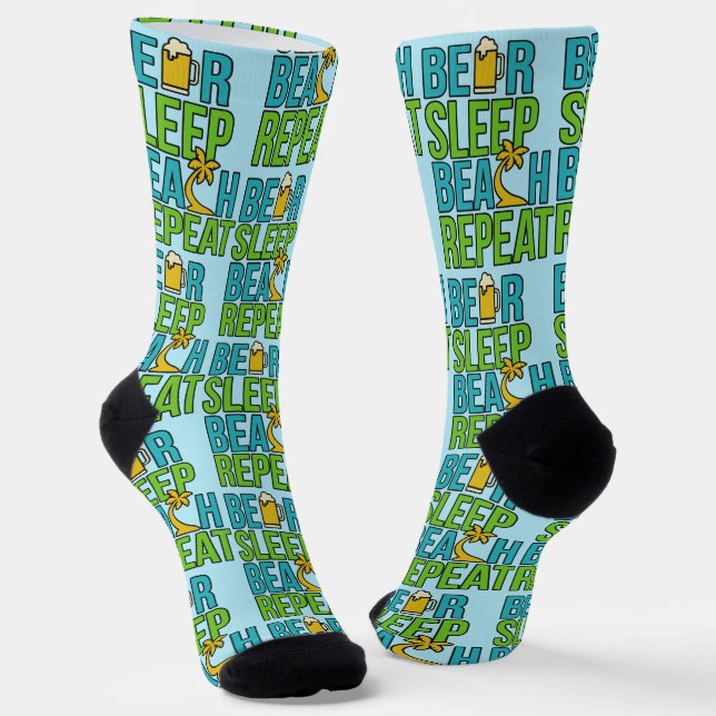 Beer - Sleep - Beach - Repeat  Socks (Angled)