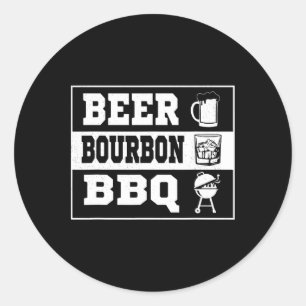 Beer Smoke Grill Pork Byrbeque Bourbon Bbq For Men Classic Round Sticker