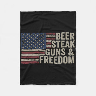 Beer Steak Guns And Freedom - 4th July Usa Flag Bb Fleece Blanket