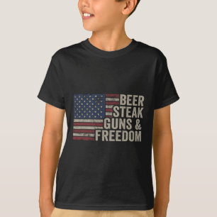 Beer Steak Guns And Freedom - 4th July Usa Flag Bb T-Shirt