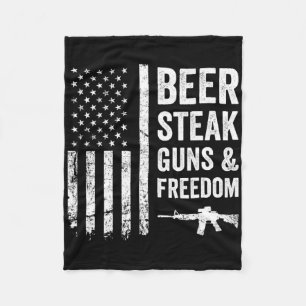 Beer Steak Guns And Freedom - Usa Bbq American Fla Fleece Blanket