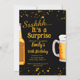 Beer surprise birthday party invitation