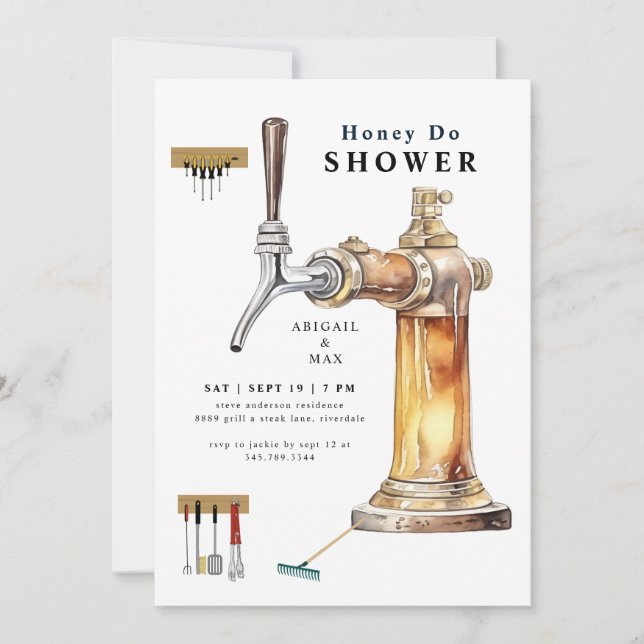 Beer Tap Honey Do Couples Wedding Shower  Invitation (Front)