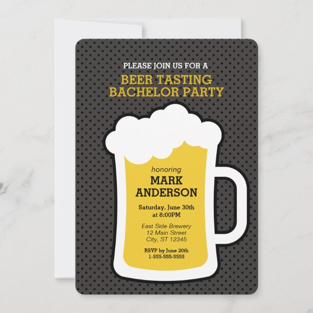 Beer Tasting Bachelor Party Invitation (Front)