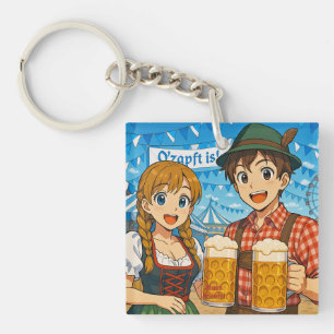 Beer tasting during Oktoberfest in Munich, Germany Key Ring