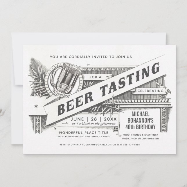 Beer Tasting Invitations | Supreme Vintage (Front)