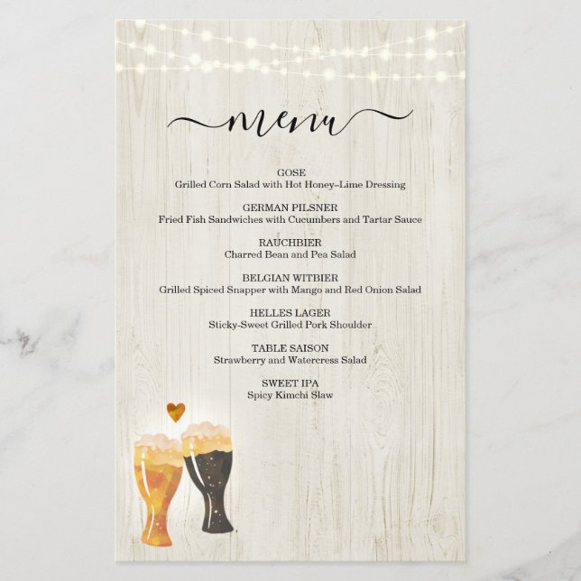 Beer Tasting Menu (Front)