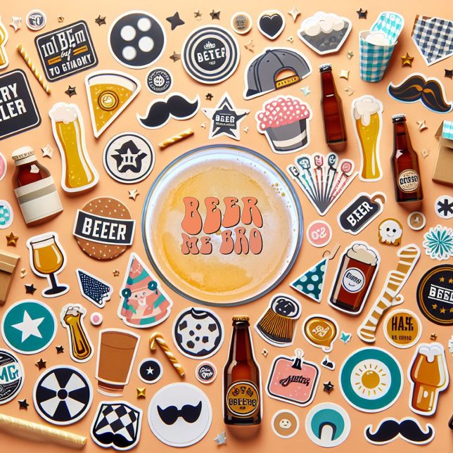 Beer Tasting Party Classic Round Sticker (Retro Beer Party)