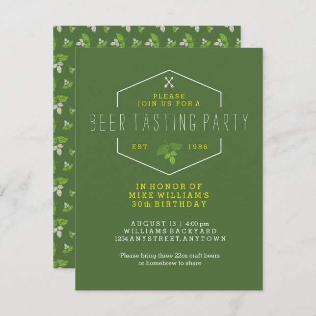 Beer Tasting Party Invitation, 30th Birthday, 40th Invitation (Front/Back)
