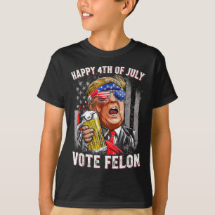 Beer Team Happy 4th Of July Vote Felon Trump 2024 T-Shirt
