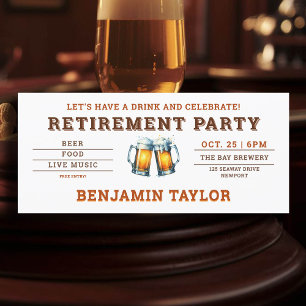 Beer Themed Brewery White Ticket Retirement Party