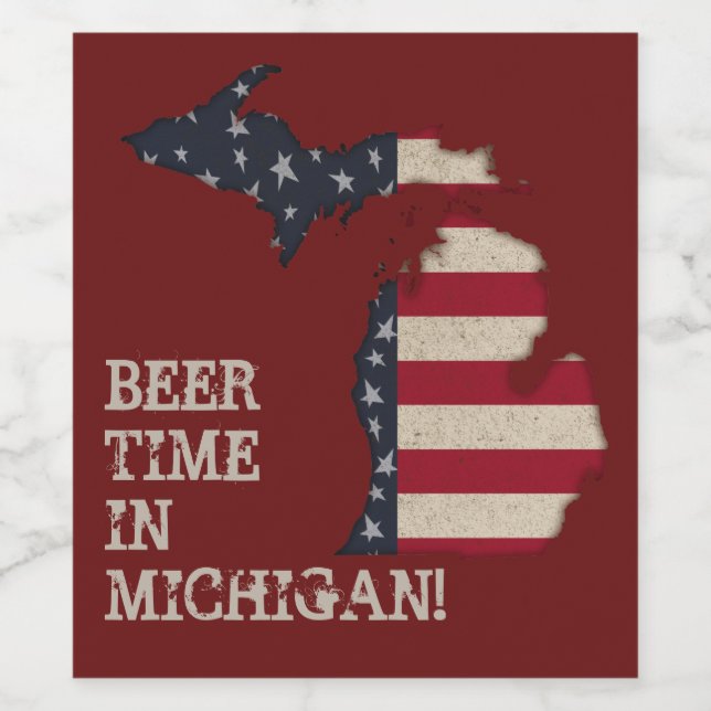 Beer Time in Michigan | Customise This Wine Label (Single Label)