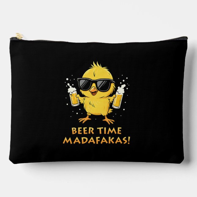 Beer Time Madafakas Funny Meme Duck Goose Retro Accessory Pouch (Front)