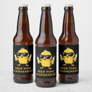 Beer Time Madafakas Funny Meme Duck Goose Retro Bottle Label