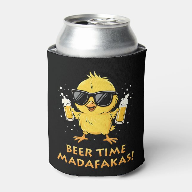 Beer Time Madafakas Funny Meme Duck Goose Retro Can Cooler (Can Front)