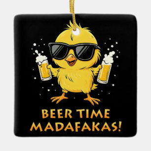 Beer Time Madafakas Funny Meme Duck Goose Retro Ceramic Ornament