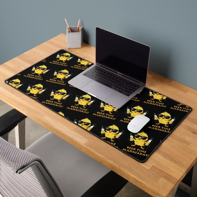 Beer Time Madafakas Funny Meme Duck Goose Retro Desk Mat (Office 2)