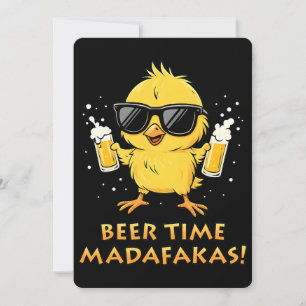 Beer Time Madafakas Funny Meme Duck Goose Retro Invitation