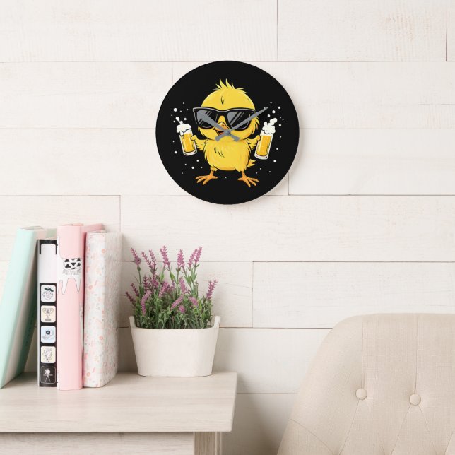 Beer Time Madafakas Funny Meme Duck Goose Retro Large Clock (Reading Room)