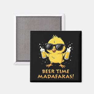 Beer Time Madafakas Funny Meme Duck Goose Retro Magnet