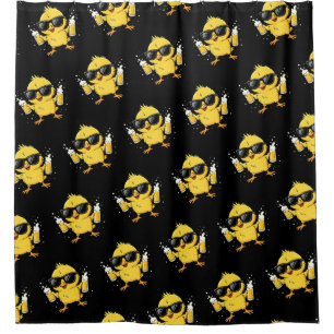 Beer Time Madafakas Funny Meme Duck Goose Retro Shower Curtain
