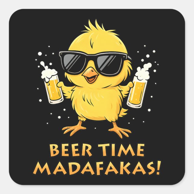 Beer Time Madafakas Funny Meme Duck Goose Retro Square Sticker (Front)