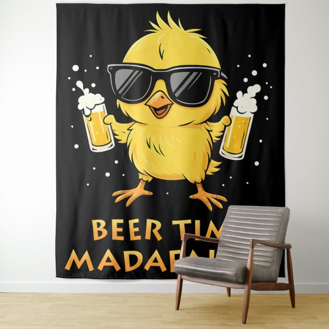 Beer Time Madafakas Funny Meme Duck Goose Retro Tapestry (In Situ)