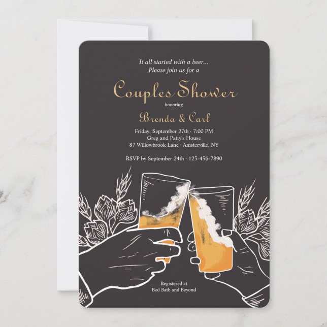 Beer Toast Couples Shower Invitation (Front)