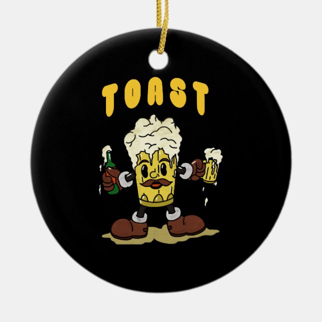 Beer Toast Mascot Ceramic Tree Decoration (Front)