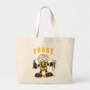 Beer Toast Mascot Large Tote Bag