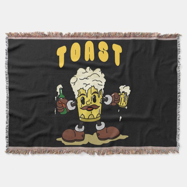 Beer Toast Mascot Throw Blanket (Front)